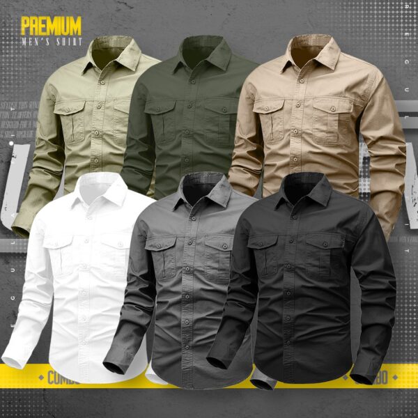 6piece double pocket mens cotton shirt(Ash,Black,Olive,Khaki,lemon,White)