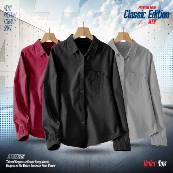 3 Pcs premuium casual men's shirt (Ash,Maroon,Black) - Image 2