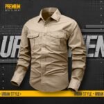 1 piece double pocket mens cotton shirt(Khaki)
