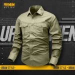 1 piece double pocket mens cotton shirt(Lemon Green)