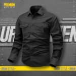 1 piece double pocket mens cotton shirt(Black)