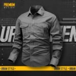 1 piece double pocket mens cotton shirt(Ash)