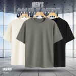 3 PCS PREMIUM SOLID DROP SHOULDER T-SHIRT FOR MEN'S(Cream,Black,Surma)