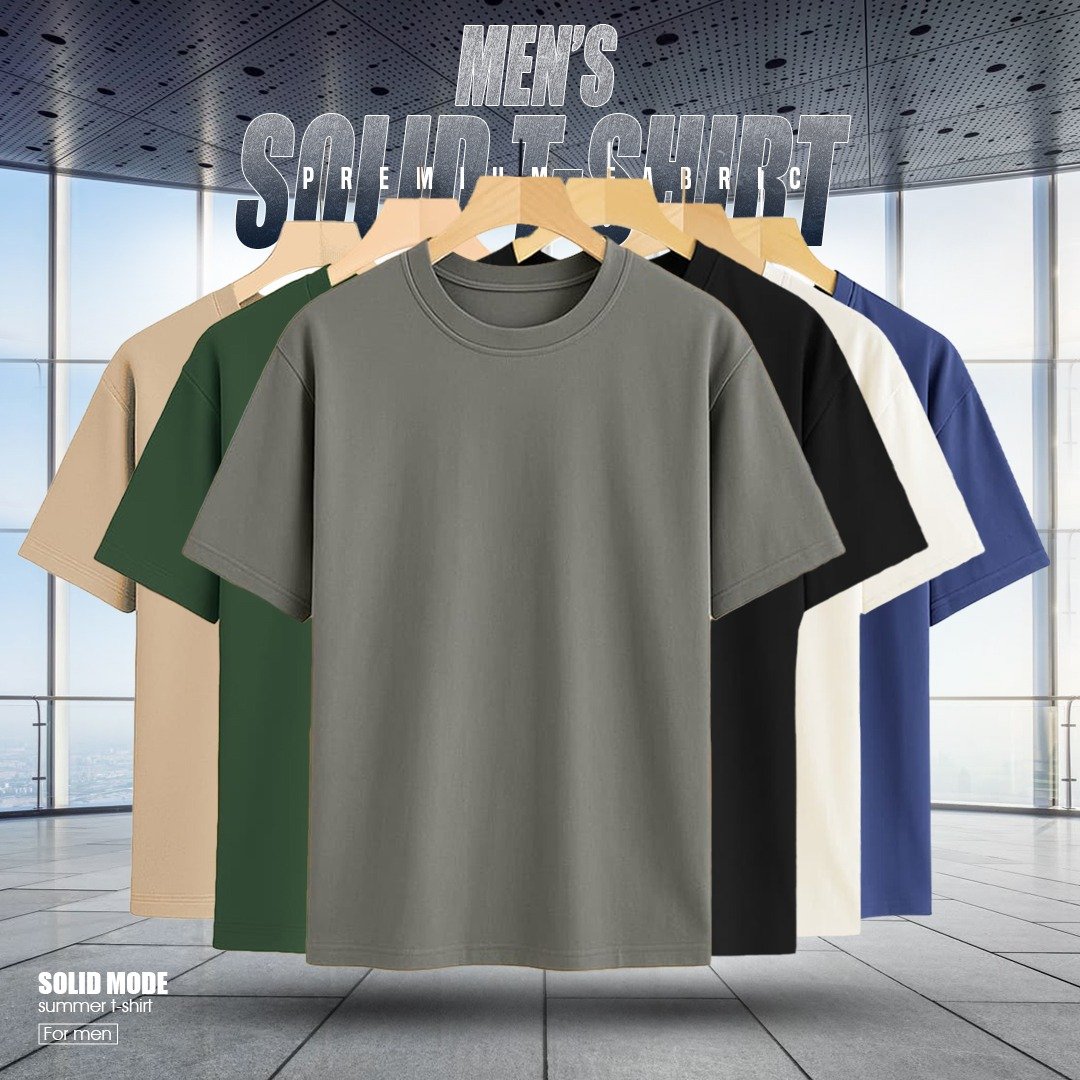 WhatsApp Image 2026-01-05 at 5.13.44 AM (13) 6 PCS PREMIUM SOLID DROP SHOULDER T-SHIRT FOR MEN'S(Khaki,Black,Green,Surma,Cream,Navy) - Image 1