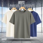 3 PCS PREMIUM SOLID DROP SHOULDER T-SHIRT FOR MEN'S(Surma,Cream,Navy)