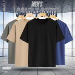 4 PCS PREMIUM SOLID DROP SHOULDER T-SHIRT FOR MEN'S(Surma,Black,Khaki,Navy)