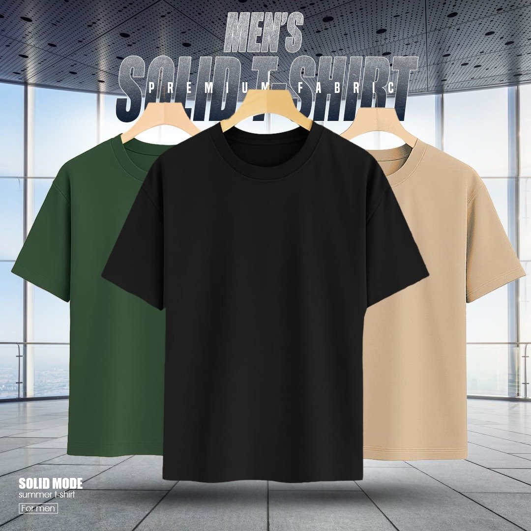WhatsApp Image 2026-01-05 at 5.13.45 AM (1) 3 PCS PREMIUM SOLID DROP SHOULDER T-SHIRT FOR MEN'S(Khaki,Green,Black) - Image 1