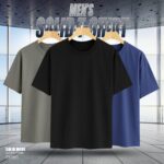 3 PCS PREMIUM SOLID DROP SHOULDER T-SHIRT FOR MEN'S(Navy,Surma,Black)