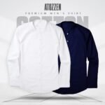 2Pcs round neck premium Mens Shirt (White,Navy)