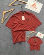 Oversized Exported Drop Shoulder T-shirt(Dior-Reddish Brown)