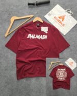 Oversized Exported Drop Shoulder T-shirt(Balmain) - Image 4