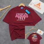 Oversized Exported Drop Shoulder T-shirt(Adidas -Maroon)