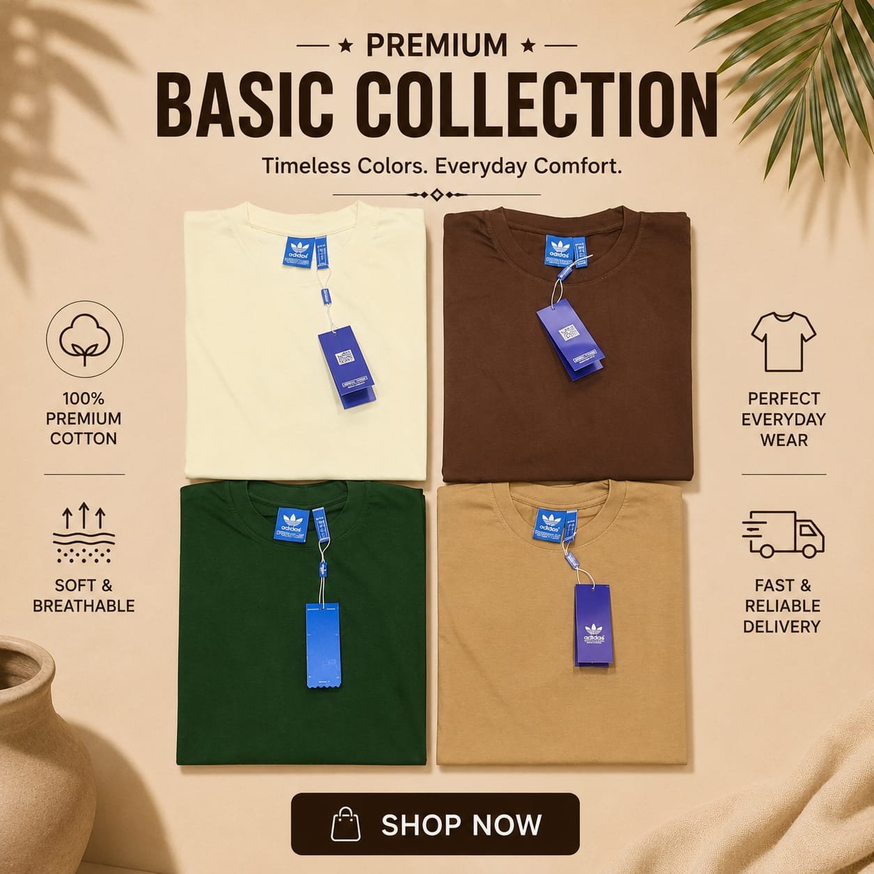WhatsApp Image 2026-06-24 at 5.17.26 PM 4 pcs Half Sleeve T-Shirt (Cream,Coffee,Green,khaki) - Image 1