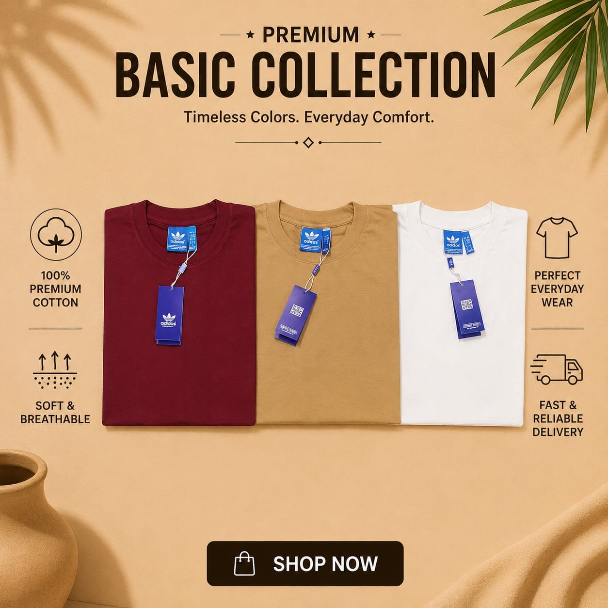 WhatsApp Image 2026-06-24 at 5.55.35 PM 3pcs Half Sleeve T-Shirt (Maroon,khaki,white) - Image 1