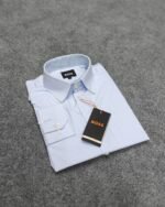 Premium Full Sleeve Formal Shirt for Men(Sky Blue Micro Check) - Image 2