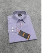Premium Full Sleeve Formal Shirt for Men(Blue White Micro Check) - Image 2