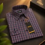 Premium Full Sleeve Formal Shirt for Men(Burgundy Navy Check)