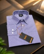 Premium Full Sleeve Formal Shirt for Men(Blue White Micro Check)
