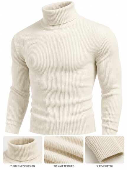 Premium Full Sleeve High Neck Sweater (cream)