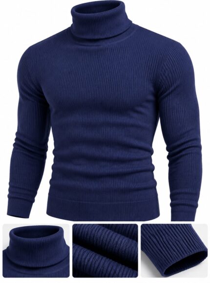 Premium Full Sleeve High Neck Sweater(NAVY)