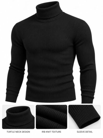 Premium Full Sleeve High Neck Sweater(BLACK)