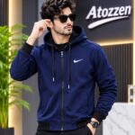 Full-Zip Hooded Track Jacket for Men(Navy)