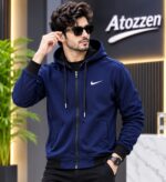Full-Zip Hooded Track Jacket for Men(Navy)